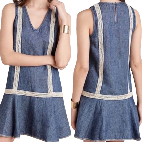 Anthropologie Dresses & Skirts - ANTHROPOLOGIE Holding Horses Denim Crochet Dress